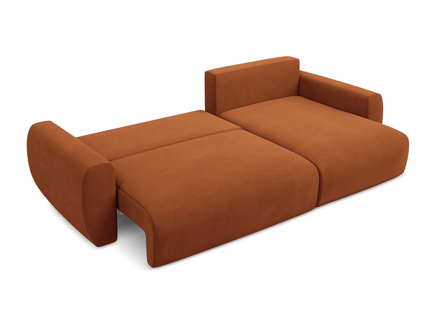 Narożnik prawostronny z funkcją spania - z tkaniny welwetowej - terakota - ANELA