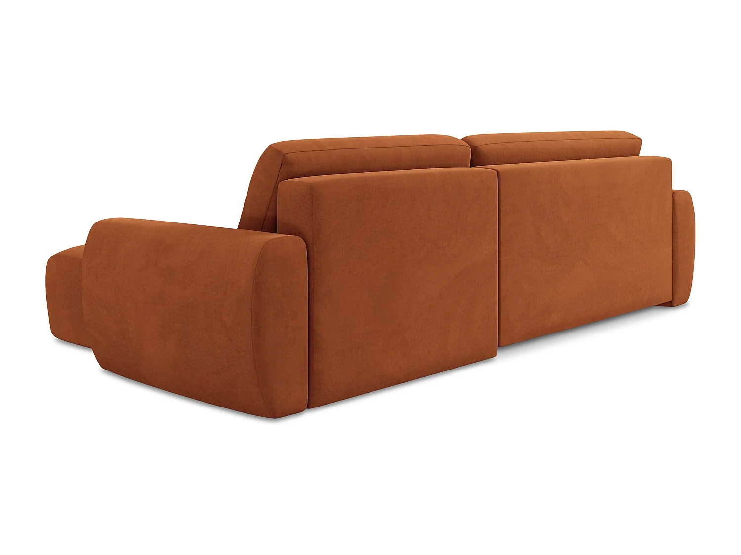 Narożnik prawostronny z funkcją spania - z tkaniny welwetowej - terakota - ANELA