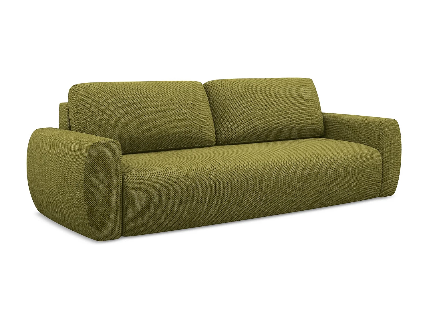 Canapé 3 places convertible en tissu chenille - olive - ANELA