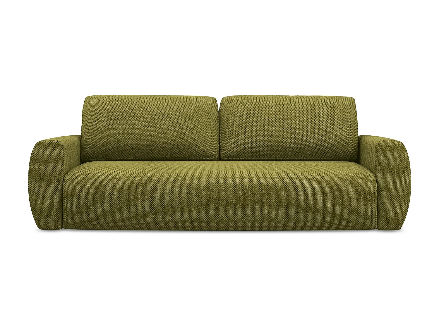 Canapé 3 places convertible en tissu chenille - olive - ANELA