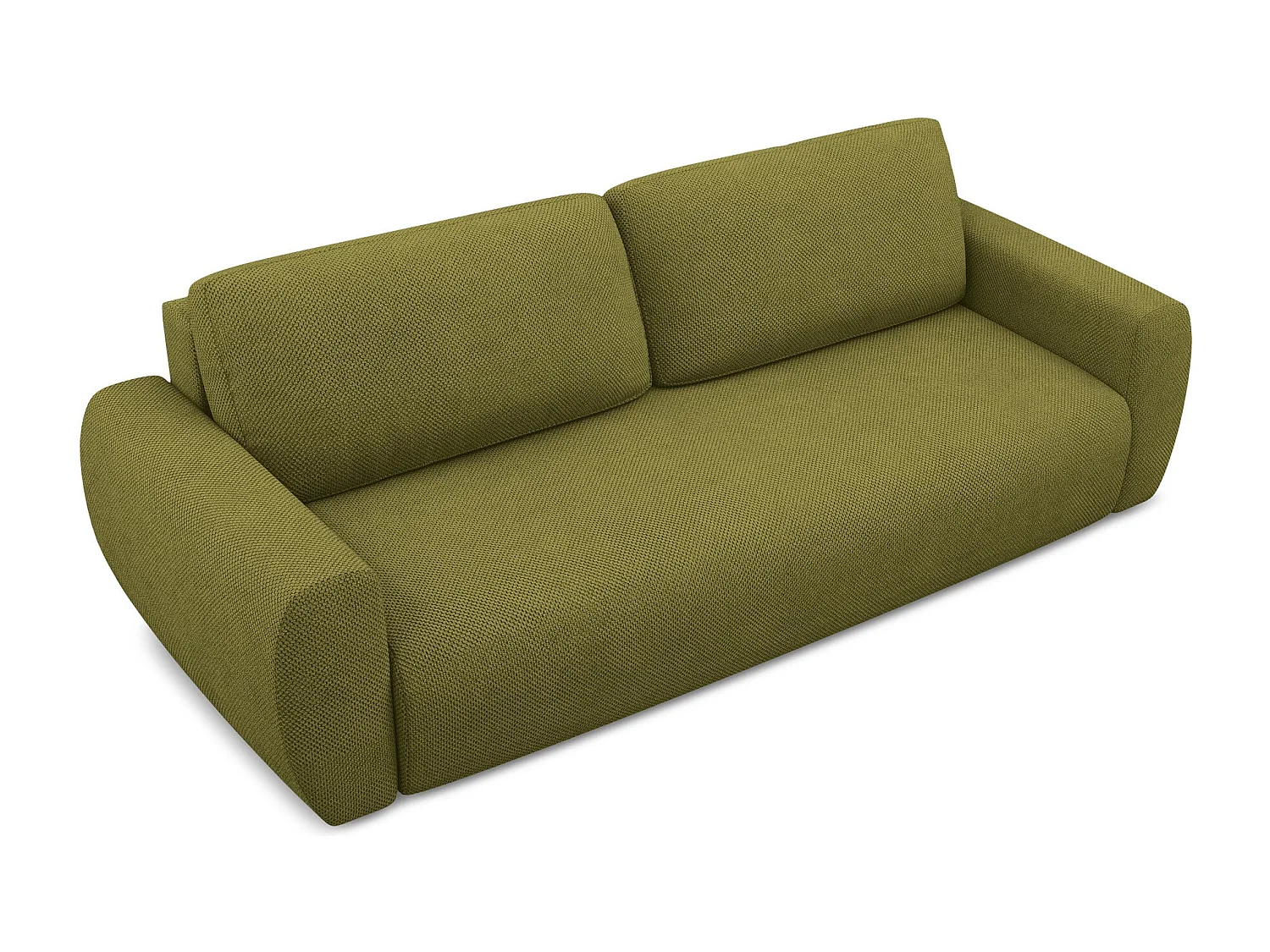 Canapé 3 places convertible en tissu chenille - olive - ANELA