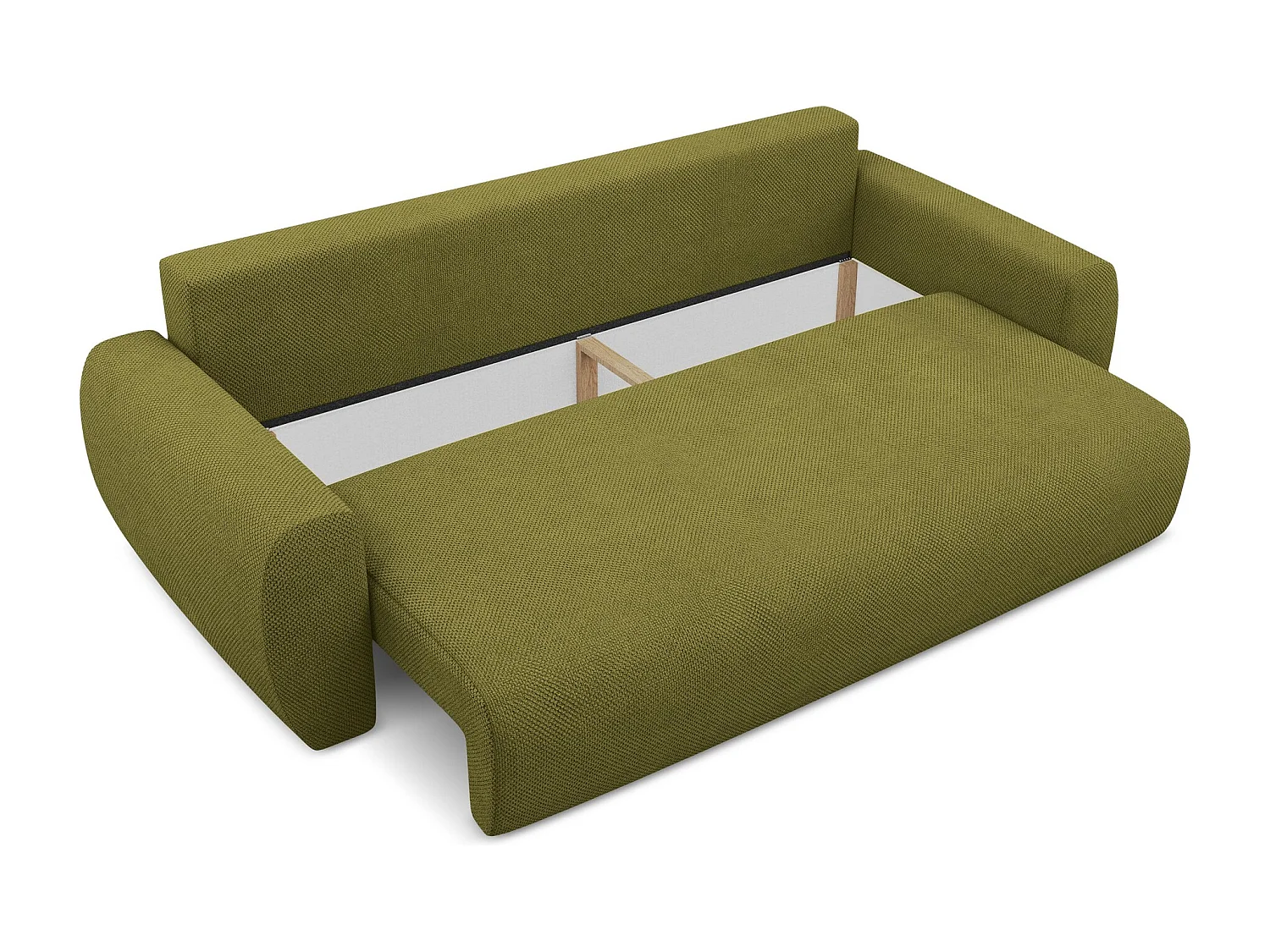 Canapé 3 places convertible en tissu chenille - olive - ANELA