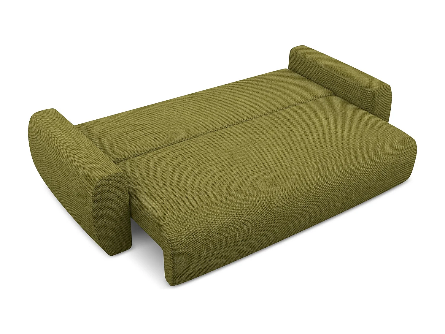 Canapé 3 places convertible en tissu chenille - olive - ANELA