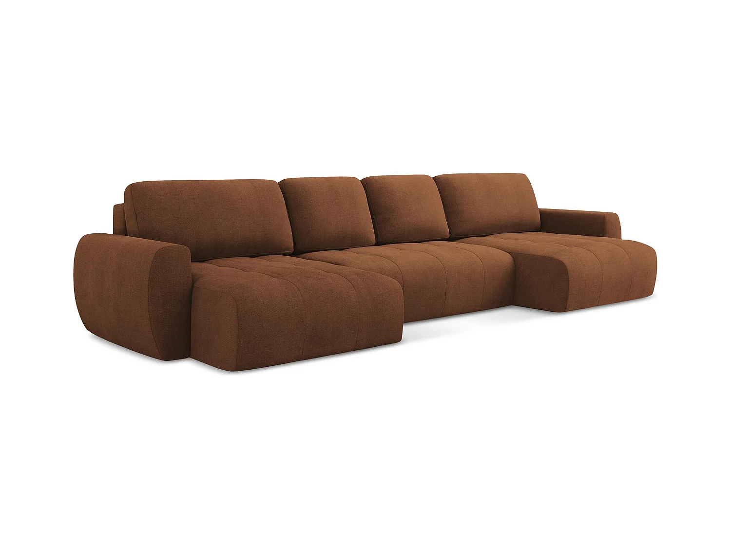 Wohnlandschaft mit Schlaffunktion - / - Strukturstoff - Terrakotta - KIWI