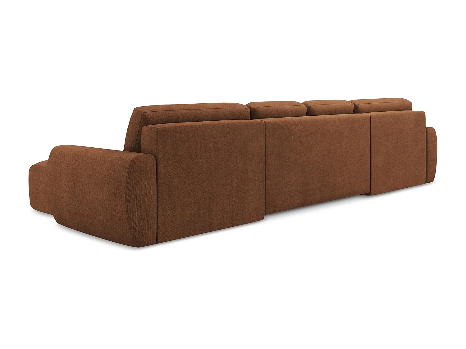 Canapé panoramique 4 places convertible en tissu texturé - terre cuite - KIWI
