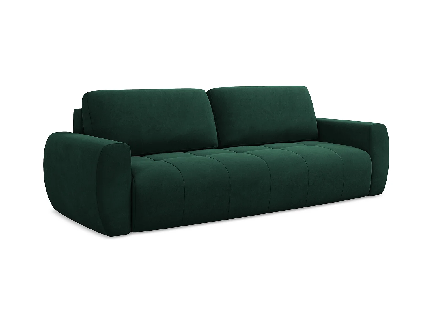 3-Sitzer Sofa mit Schlaffunktion - - Samt - Flaschengrün - KIWI