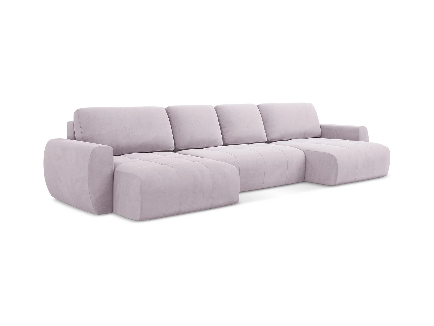 Wohnlandschaft mit Schlaffunktion - / - Samt - Lavendel - KIWI
