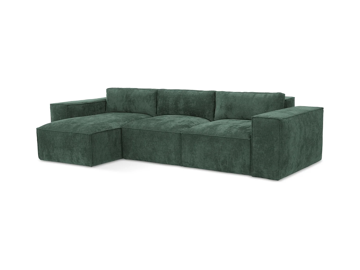 Canapé d’angle 3 places gauche convertible en tissu chenille - vert - HANA