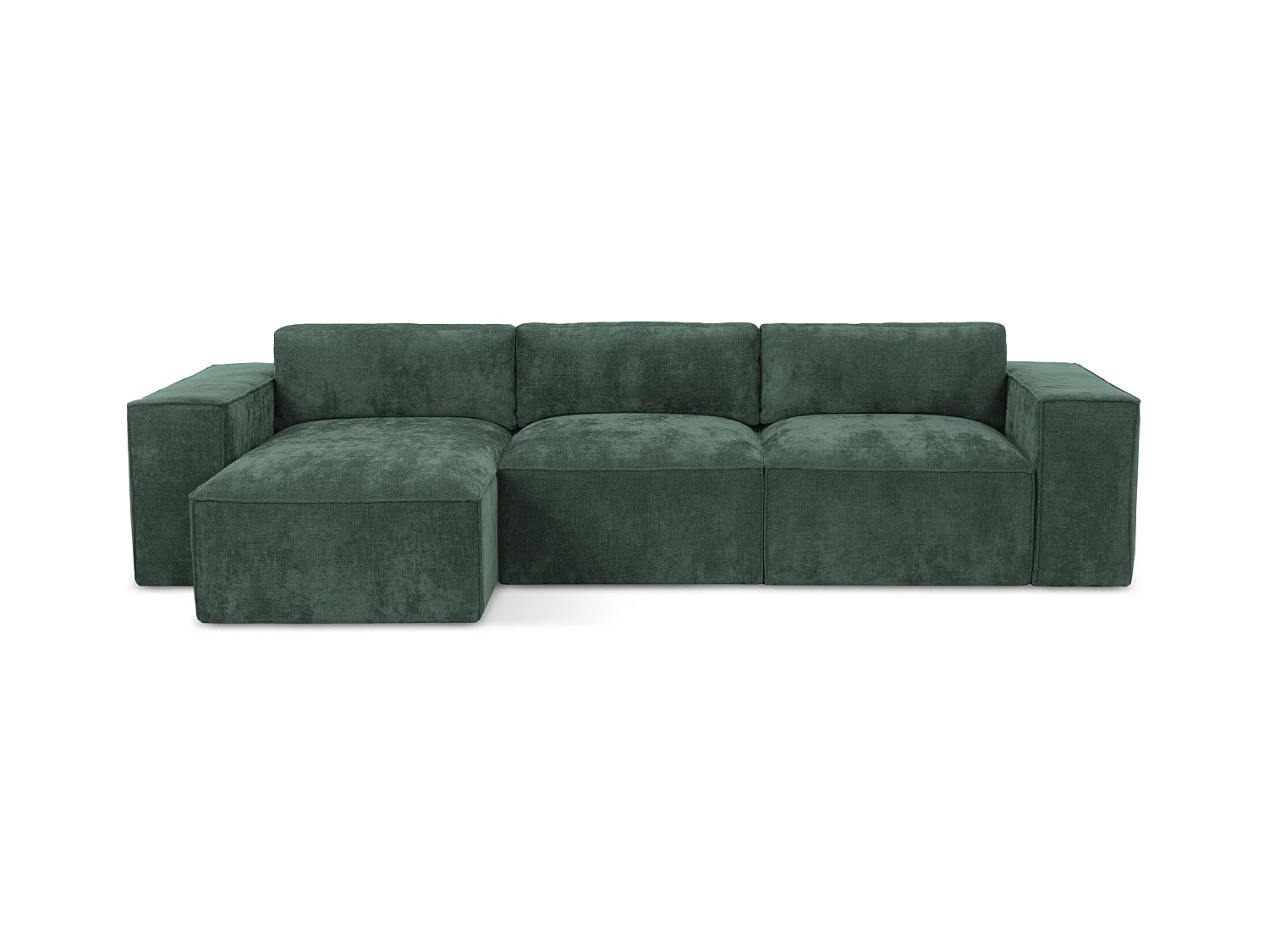 Canapé d’angle 3 places gauche convertible en tissu chenille - vert - HANA