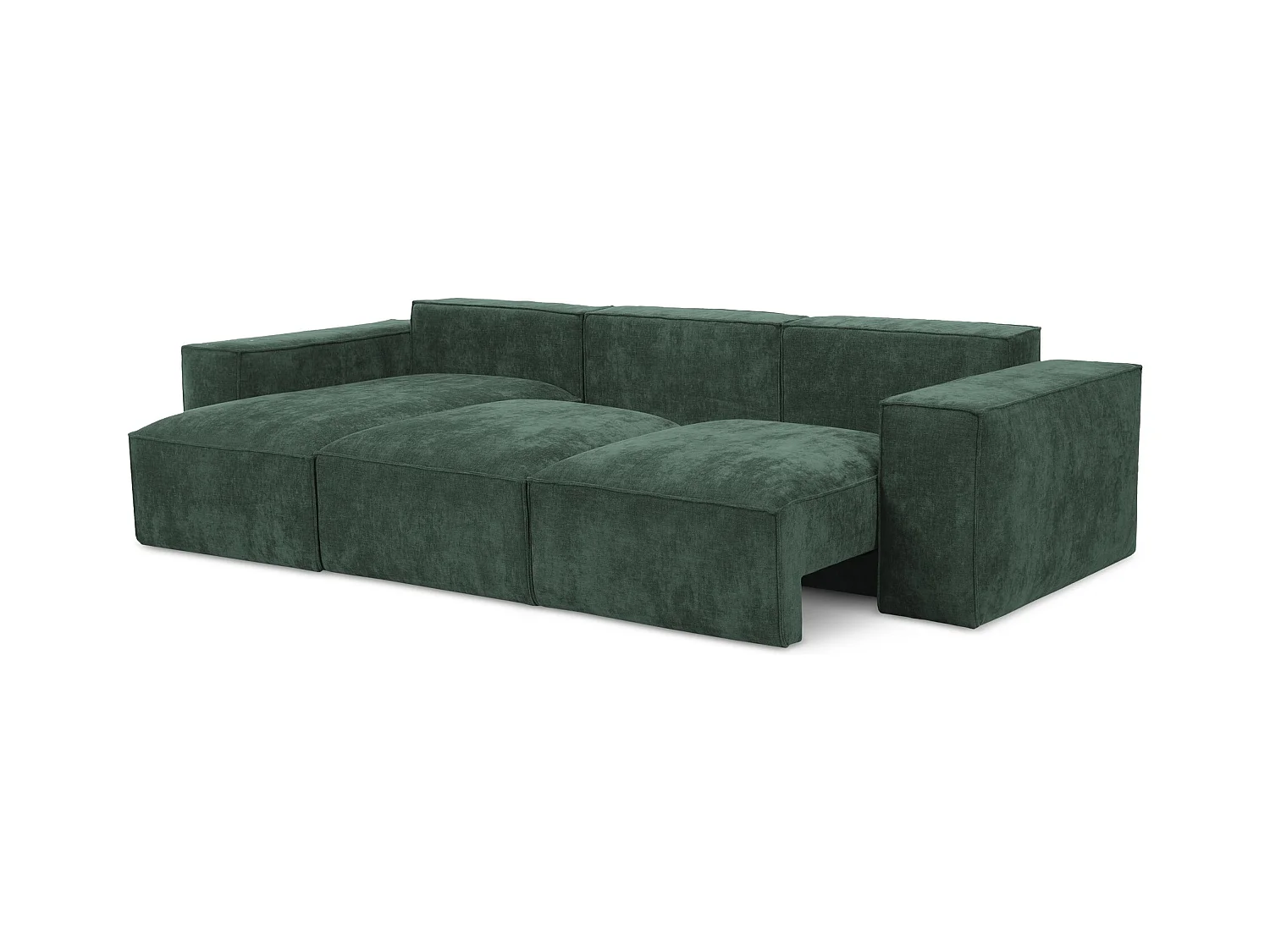 Canapé d’angle 3 places gauche convertible en tissu chenille - vert - HANA
