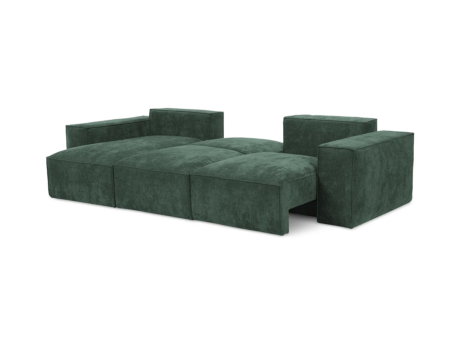Canapé d’angle 3 places gauche convertible en tissu chenille - vert - HANA