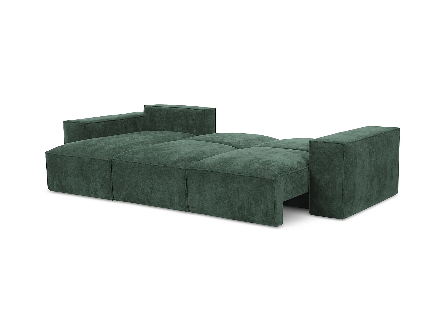 Canapé d’angle 3 places gauche convertible en tissu chenille - vert - HANA