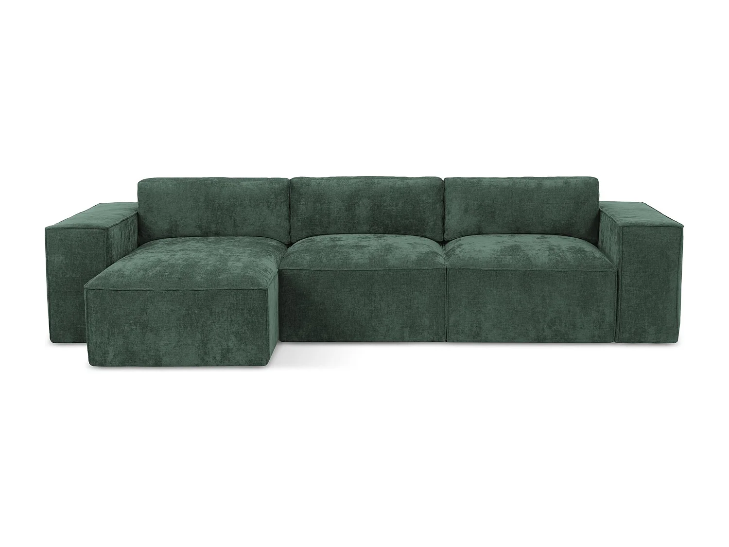 Canapé d’angle 3 places gauche convertible en tissu chenille - vert - HANA