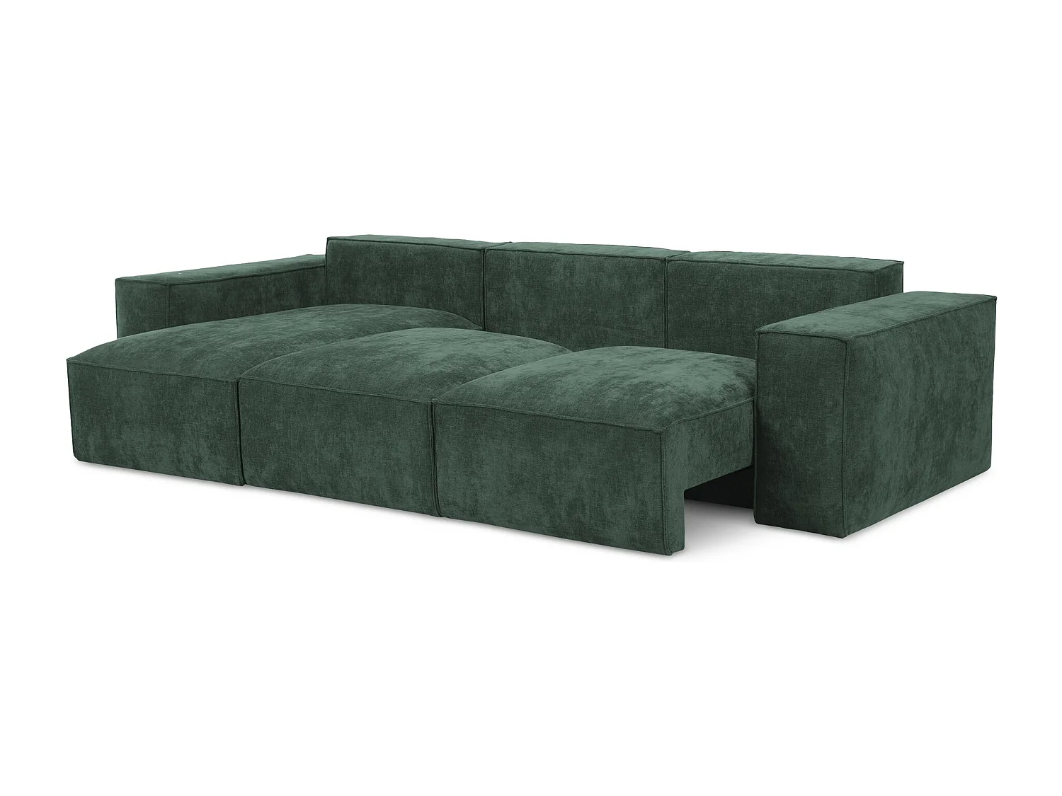 Canapé d’angle 3 places gauche convertible en tissu chenille - vert - HANA