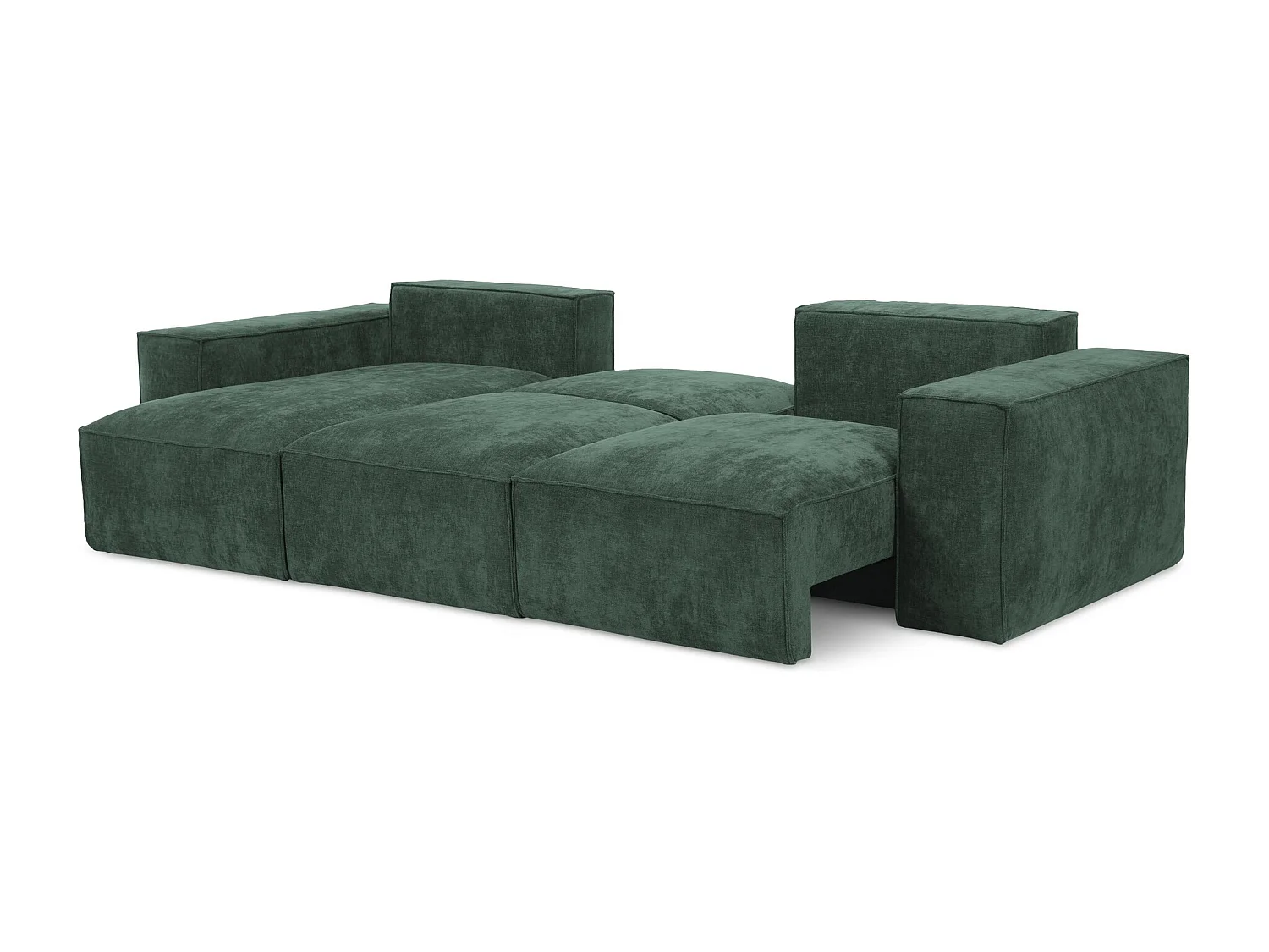 Canapé d’angle 3 places gauche convertible en tissu chenille - vert - HANA