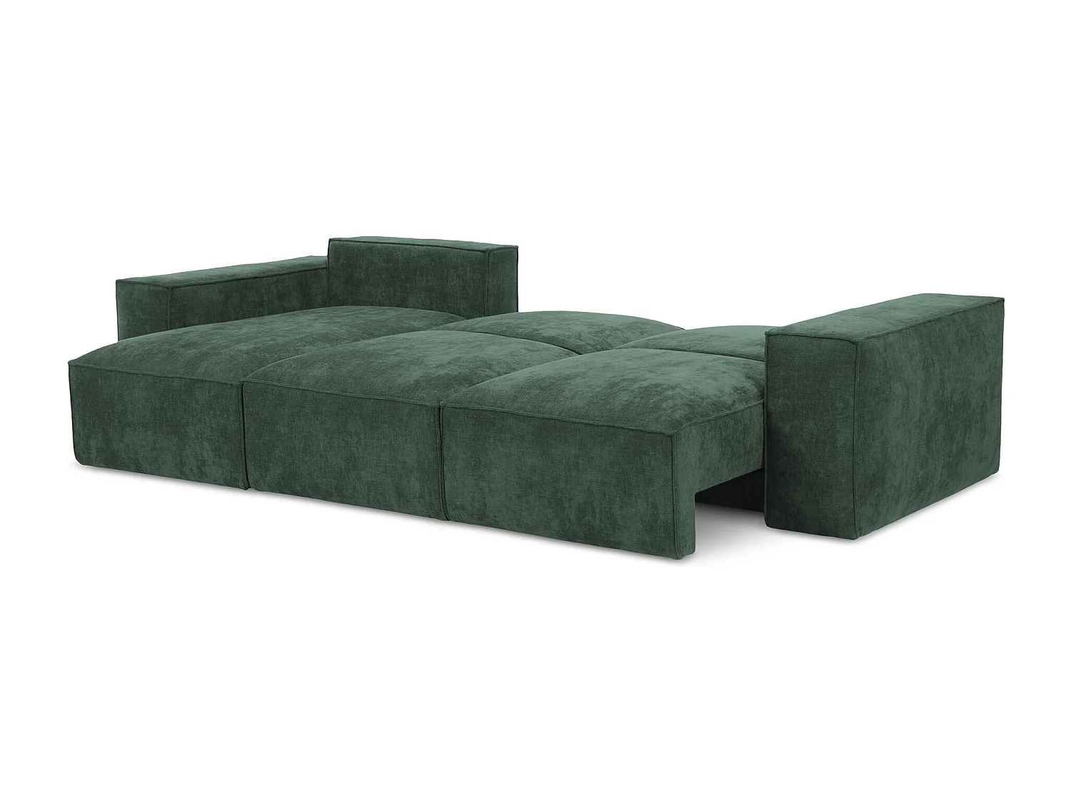 Canapé d’angle 3 places gauche convertible en tissu chenille - vert - HANA