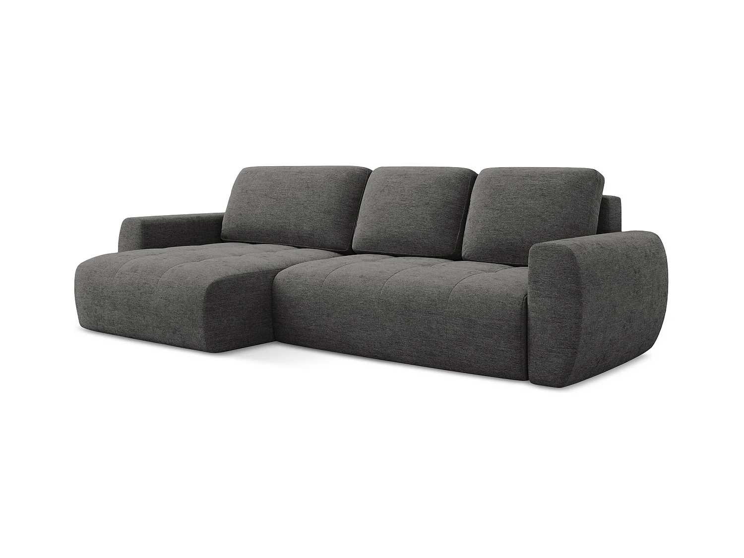3-Sitzer Ecksofa mit Schlaffunktion - Ecke Links - Strukturstoff - Dunkelgrau - KIWI