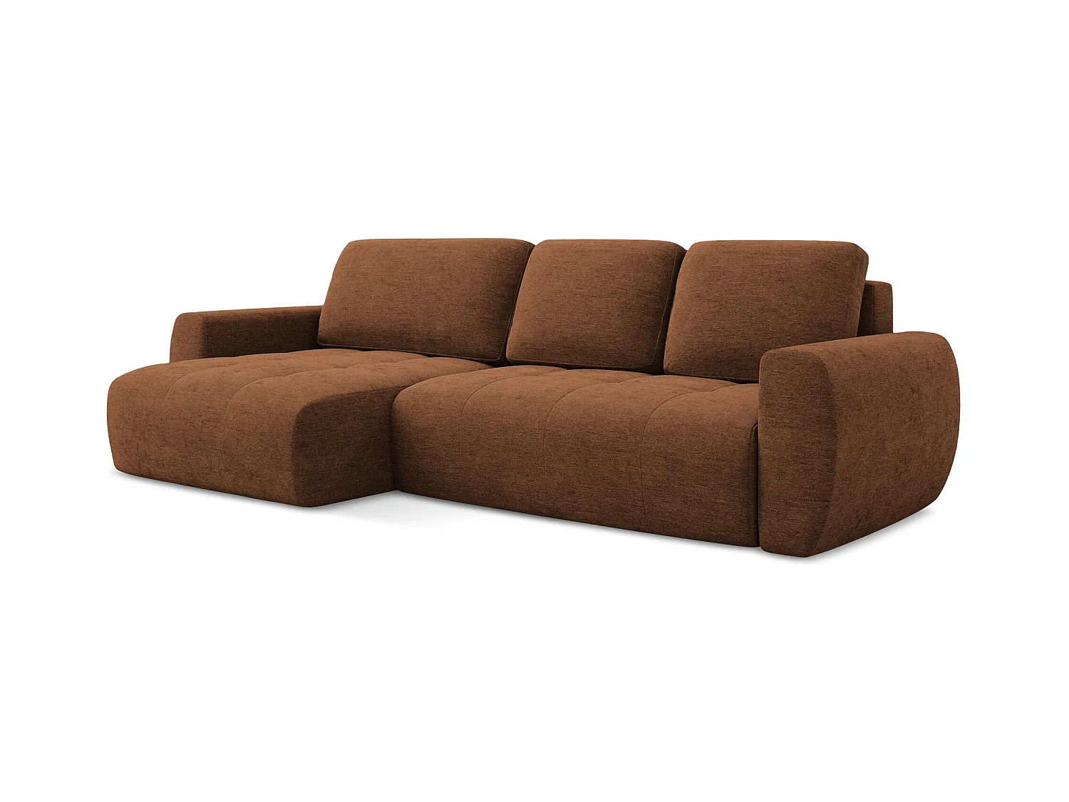 3-Sitzer Ecksofa mit Schlaffunktion - Ecke Links - Strukturstoff - Terrakotta - KIWI