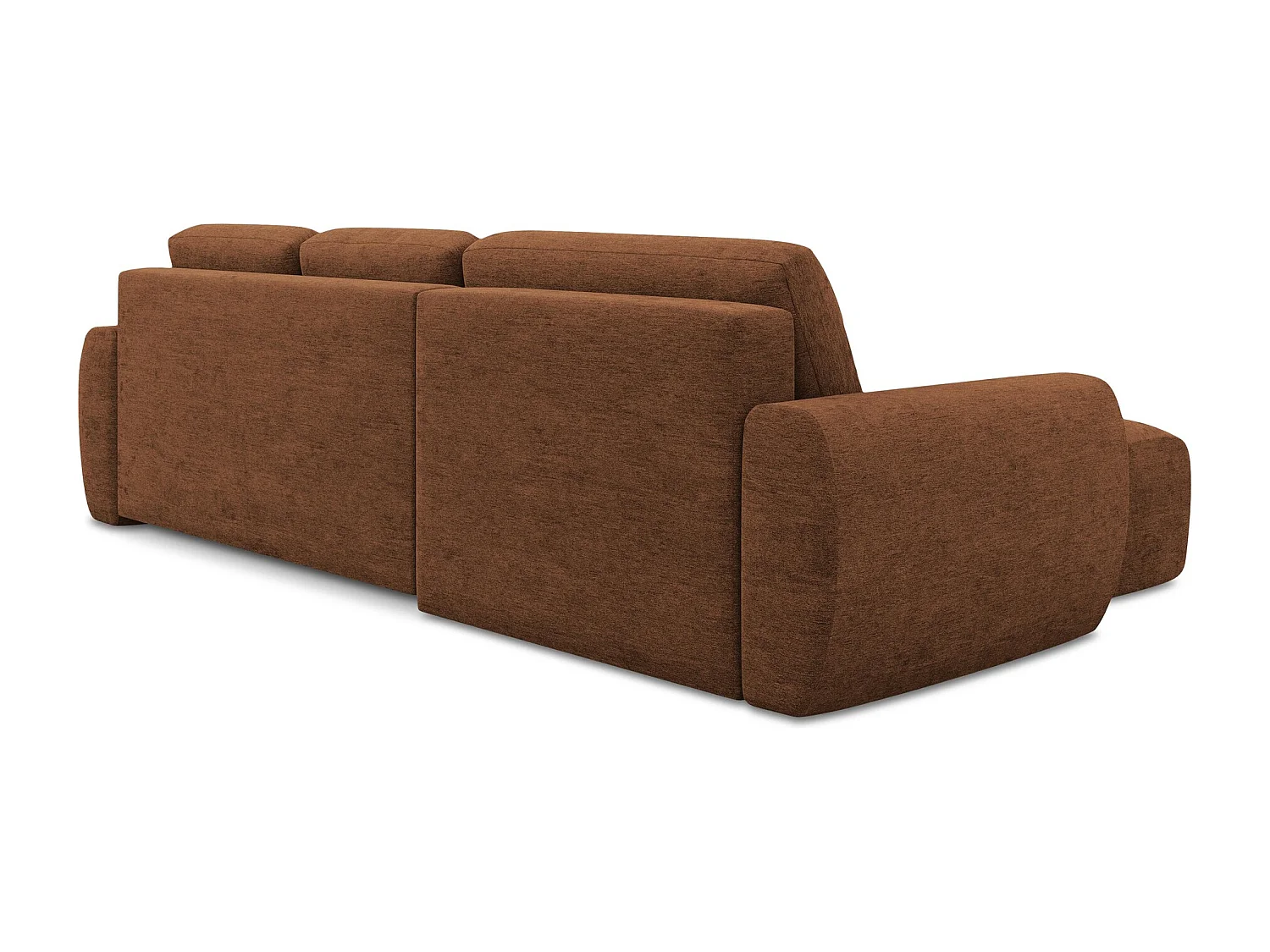 Narożnik lewostronny z funkcją spania - z tkaniny strukturalnej - terakota - KIWI