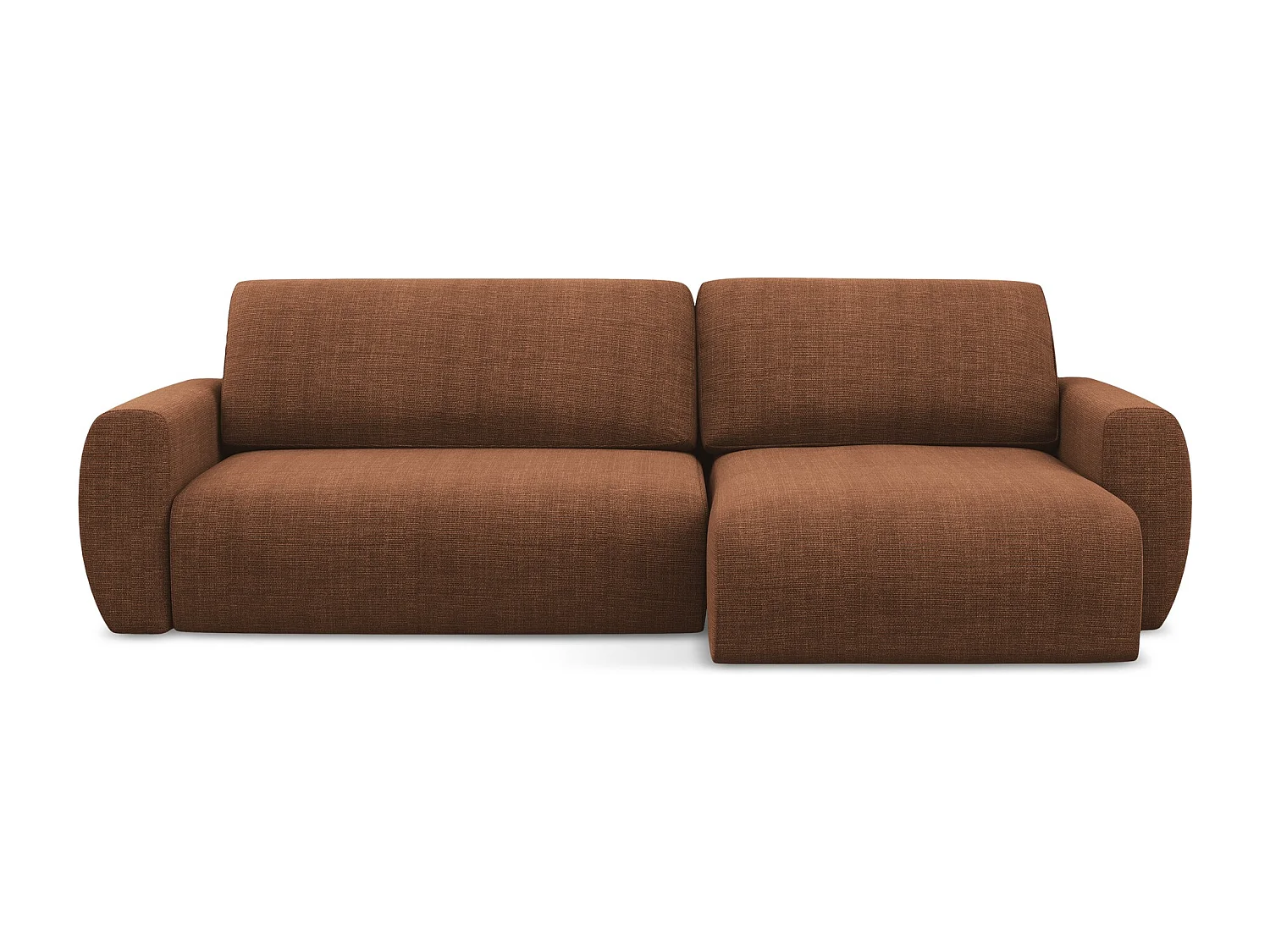 Narożnik prawostronny z funkcją spania - z tkaniny strukturalnej - terakota - ANELA