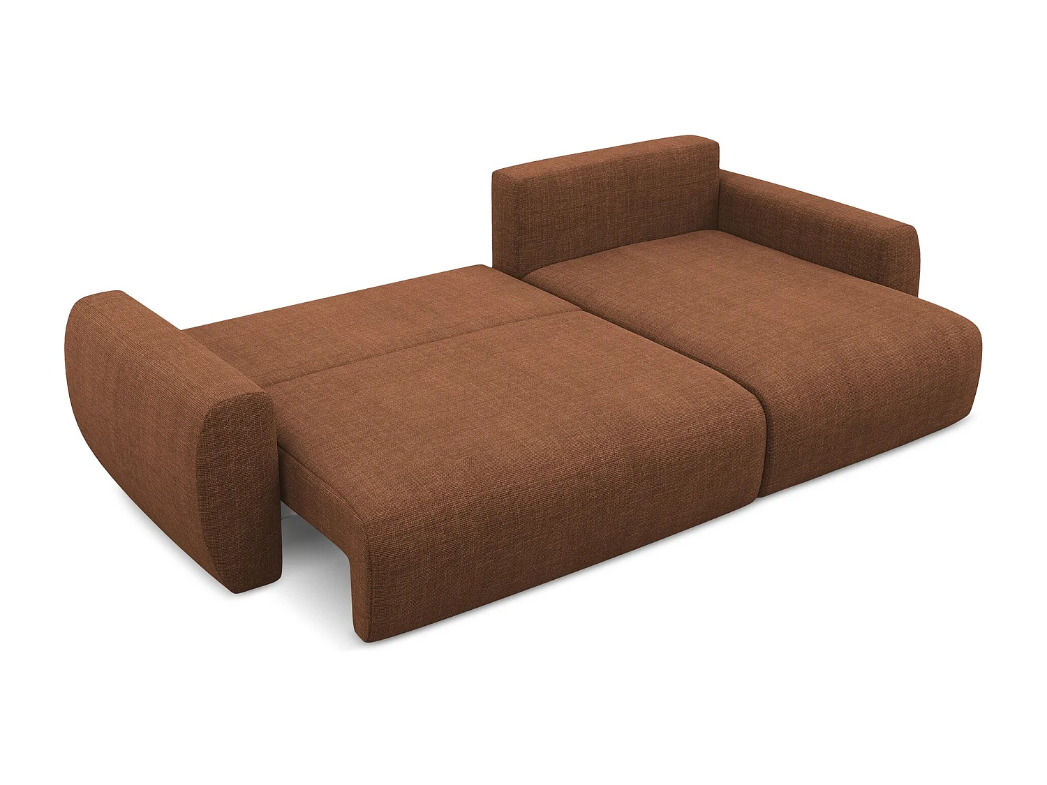 Narożnik prawostronny z funkcją spania - z tkaniny strukturalnej - terakota - ANELA