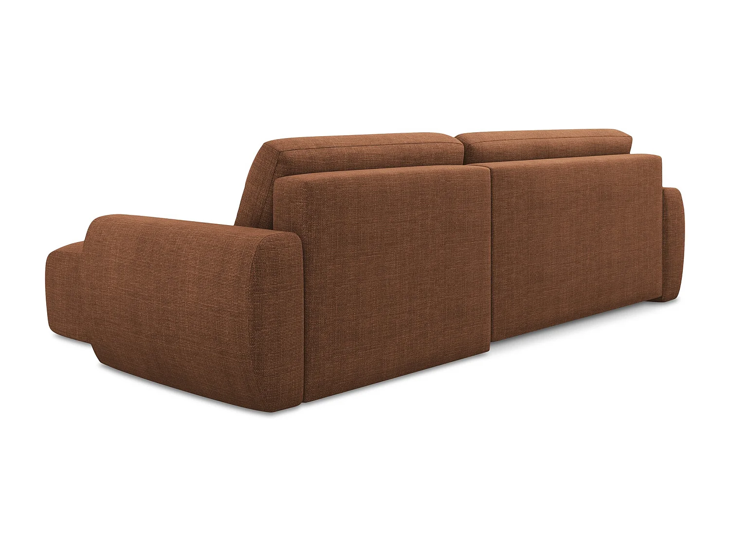 Narożnik prawostronny z funkcją spania - z tkaniny strukturalnej - terakota - ANELA