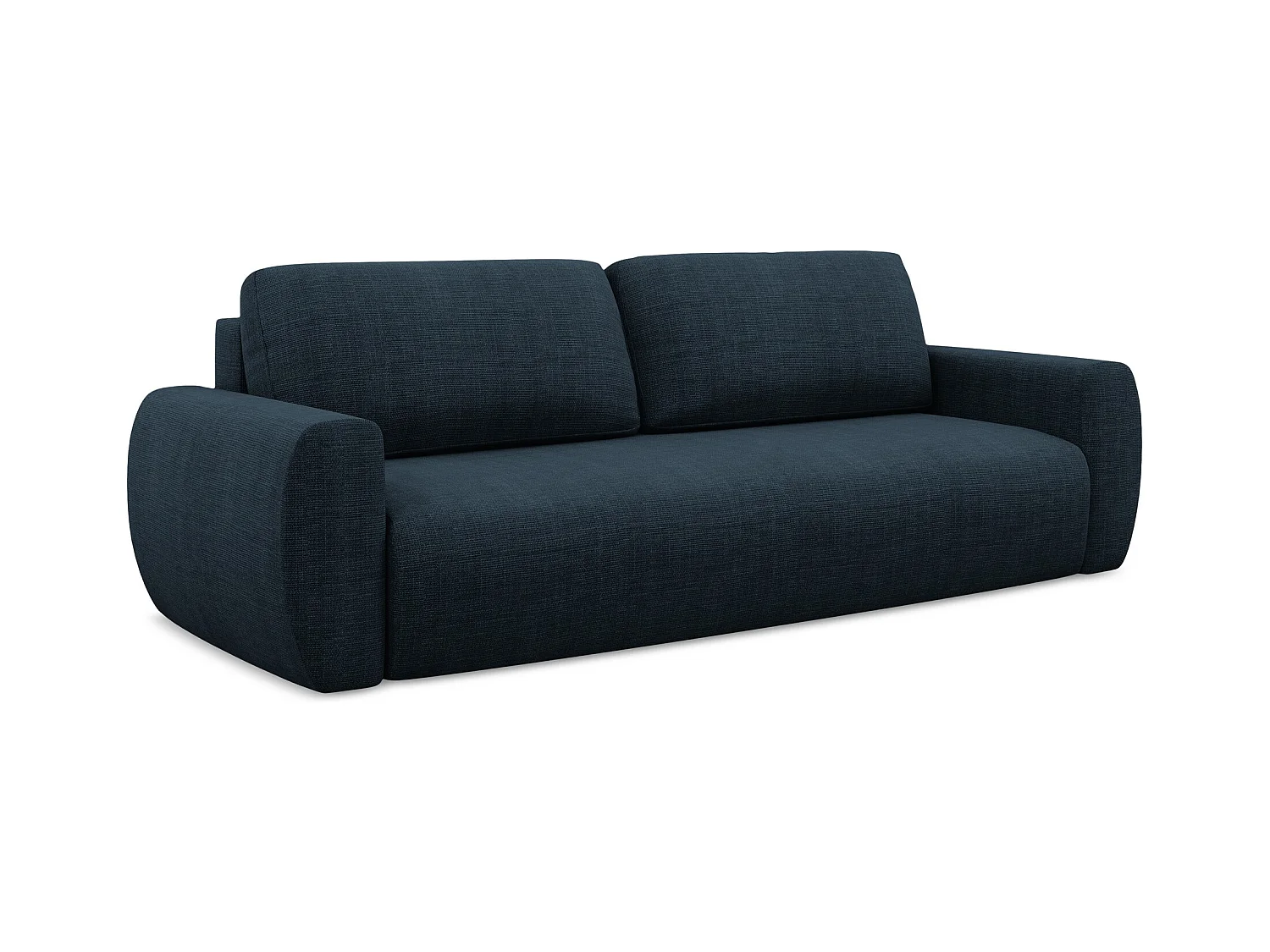 Canapé 3 places convertible en tissu texturé - bleu royal - ANELA