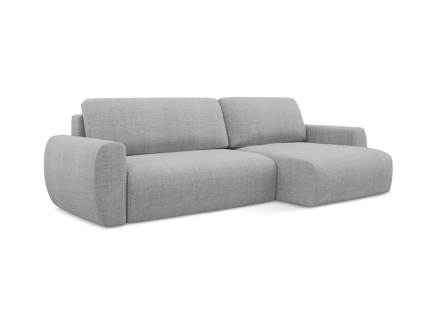 Ecksofa mit Schlaffunktion - Ecke Rechts - Strukturstoff - Hellgrau - ANELA