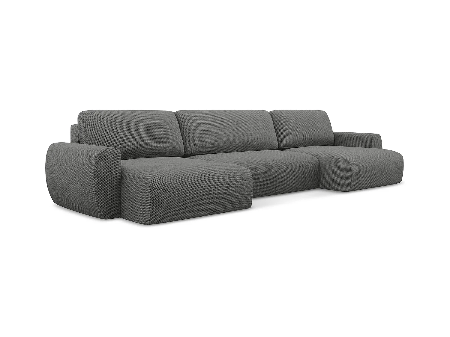 Wohnlandschaft mit Schlaffunktion - / - Chenille - Grau - ANELA