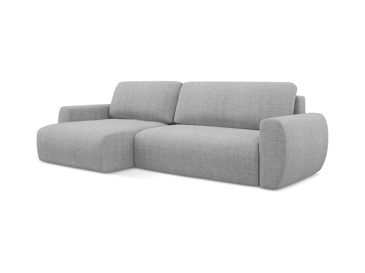 Canapé d’angle 3 places gauche convertible en tissu texturé - gris clair - ANELA