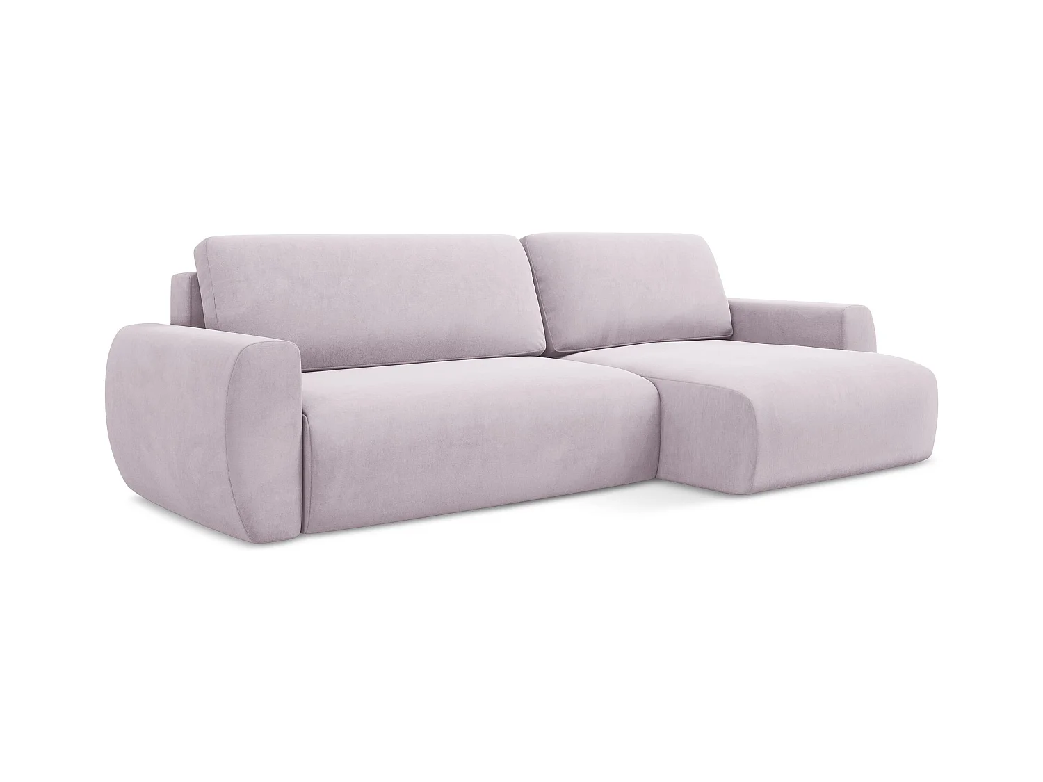 Canapé d'angle droit convertible en velours - lavande - ANELA