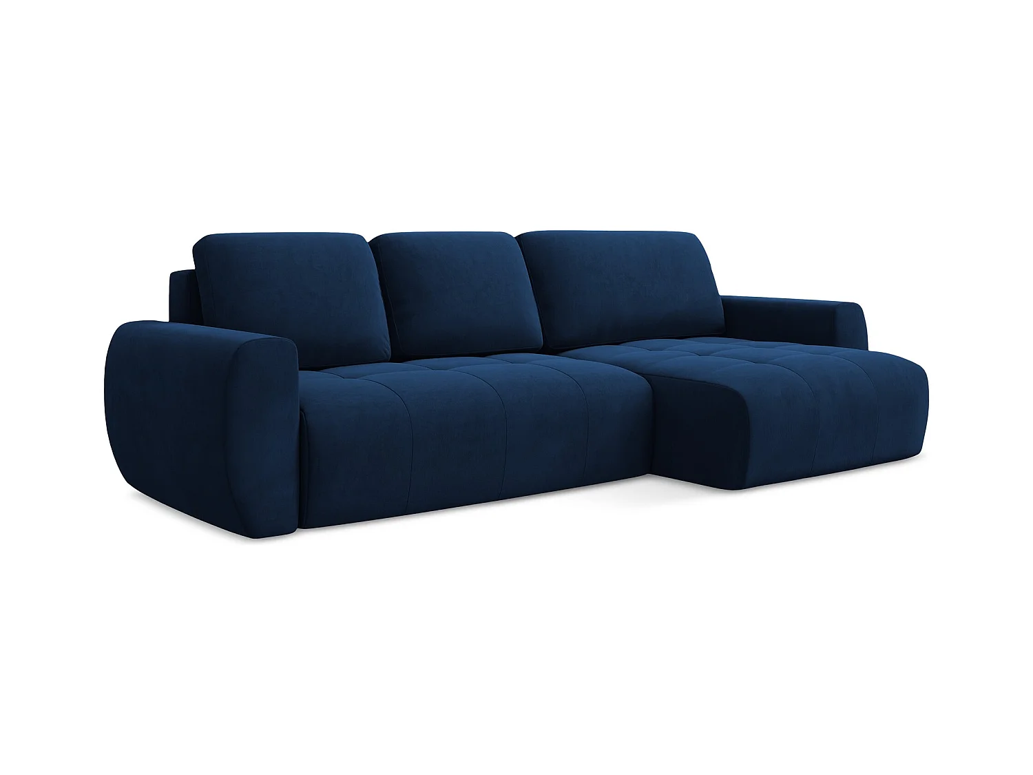 Ecksofa mit Schlaffunktion - Ecke Rechts - Samt - Königsblau - KIWI