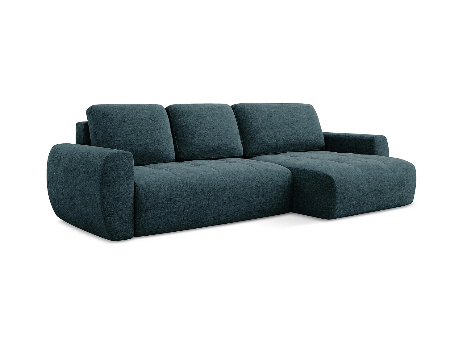 Ecksofa mit Schlaffunktion - Ecke Rechts - Strukturstoff - Blau - KIWI