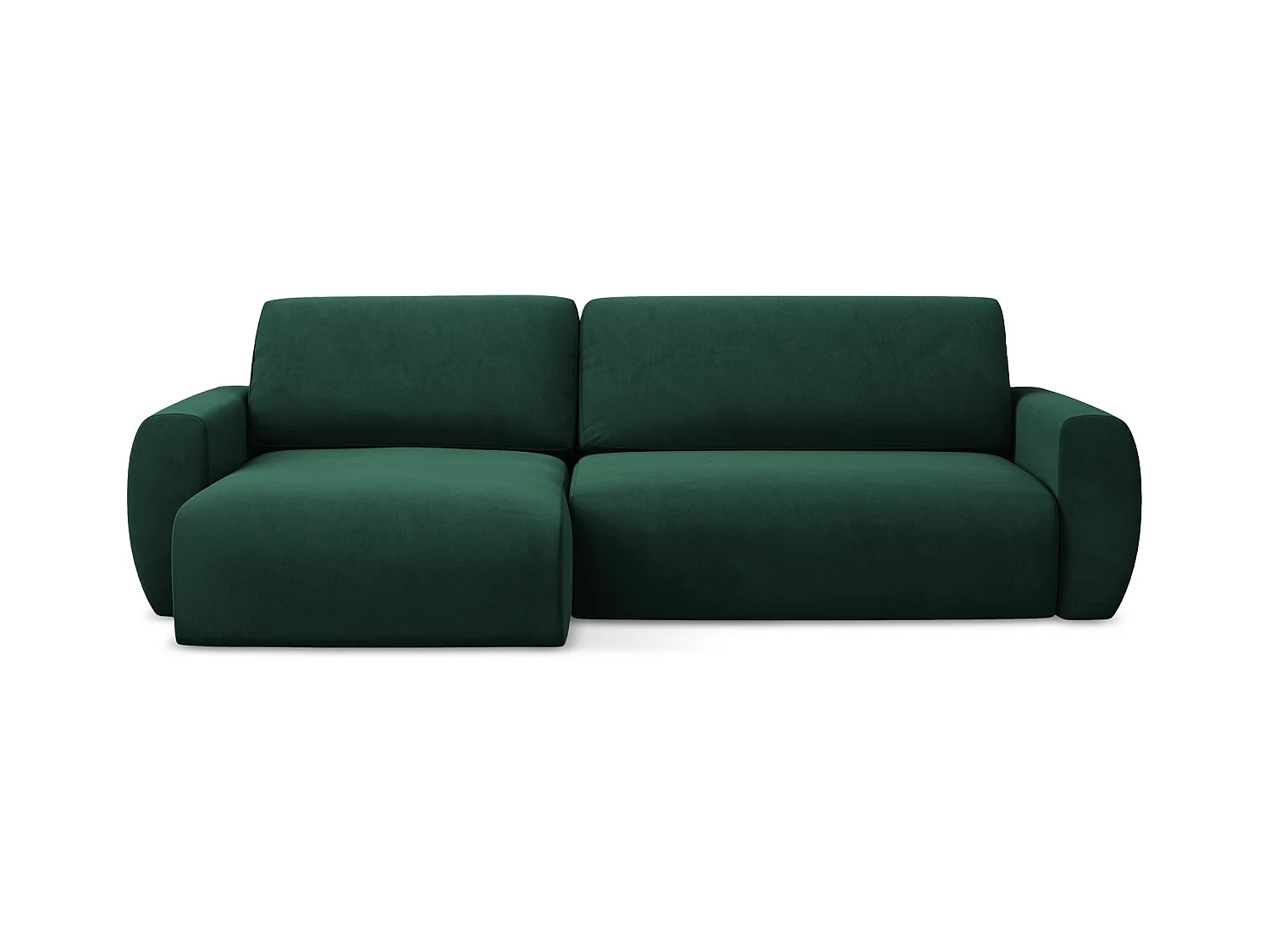 3-Sitzer Ecksofa mit Schlaffunktion - Ecke Links - Samt - Flaschengrün - ANELA
