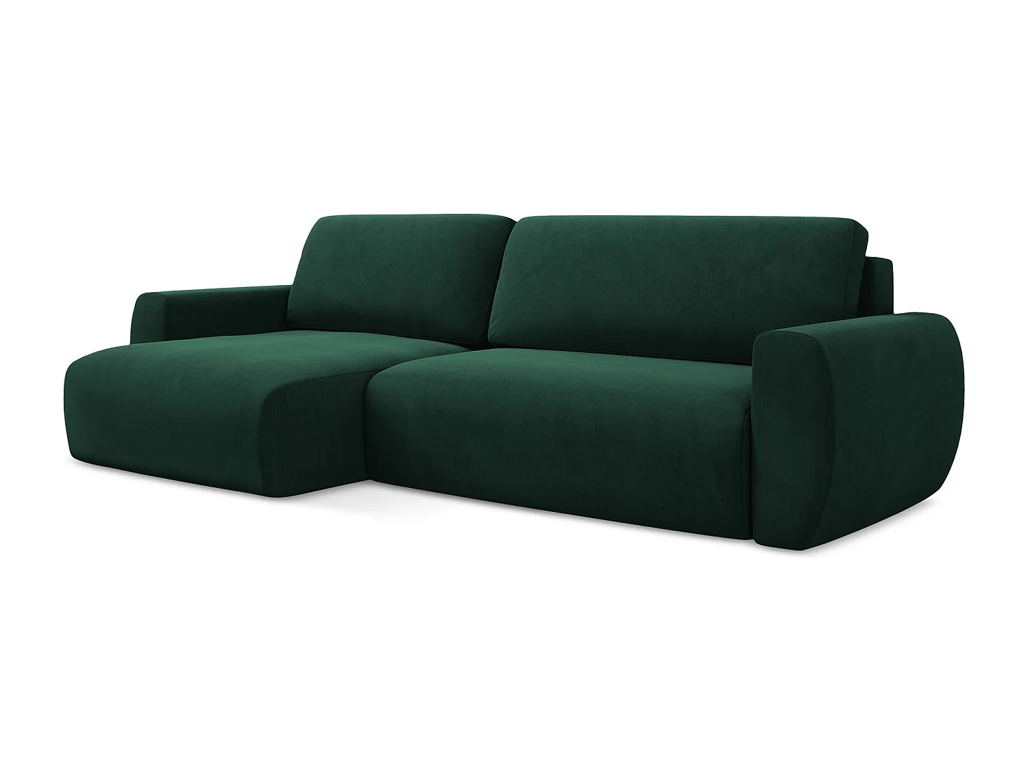 Canapé d’angle 3 places gauche convertible en velours - bouteille verte - ANELA