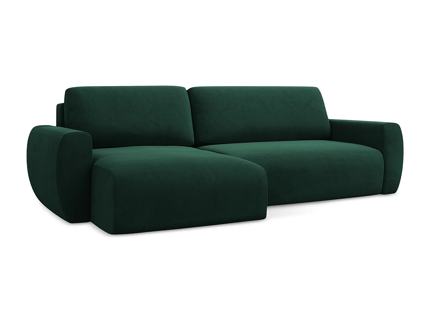 Canapé d’angle 3 places gauche convertible en velours - bouteille verte - ANELA
