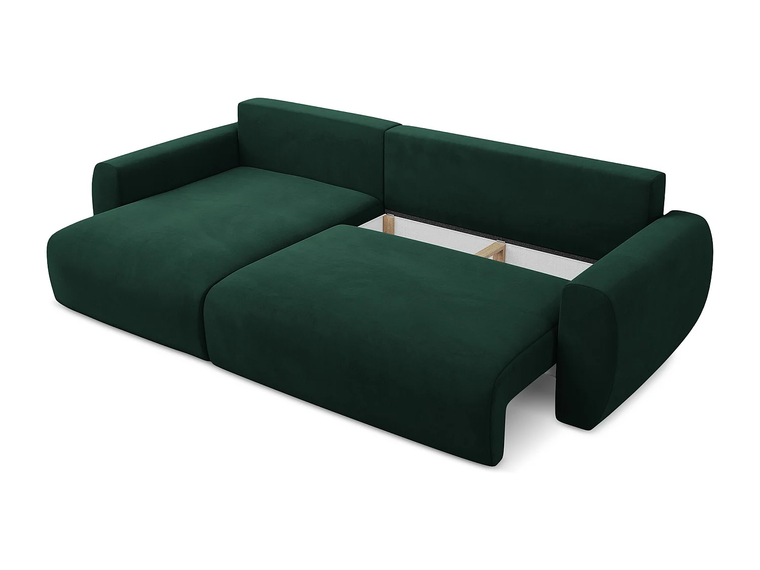 Canapé d’angle 3 places gauche convertible en velours - bouteille verte - ANELA
