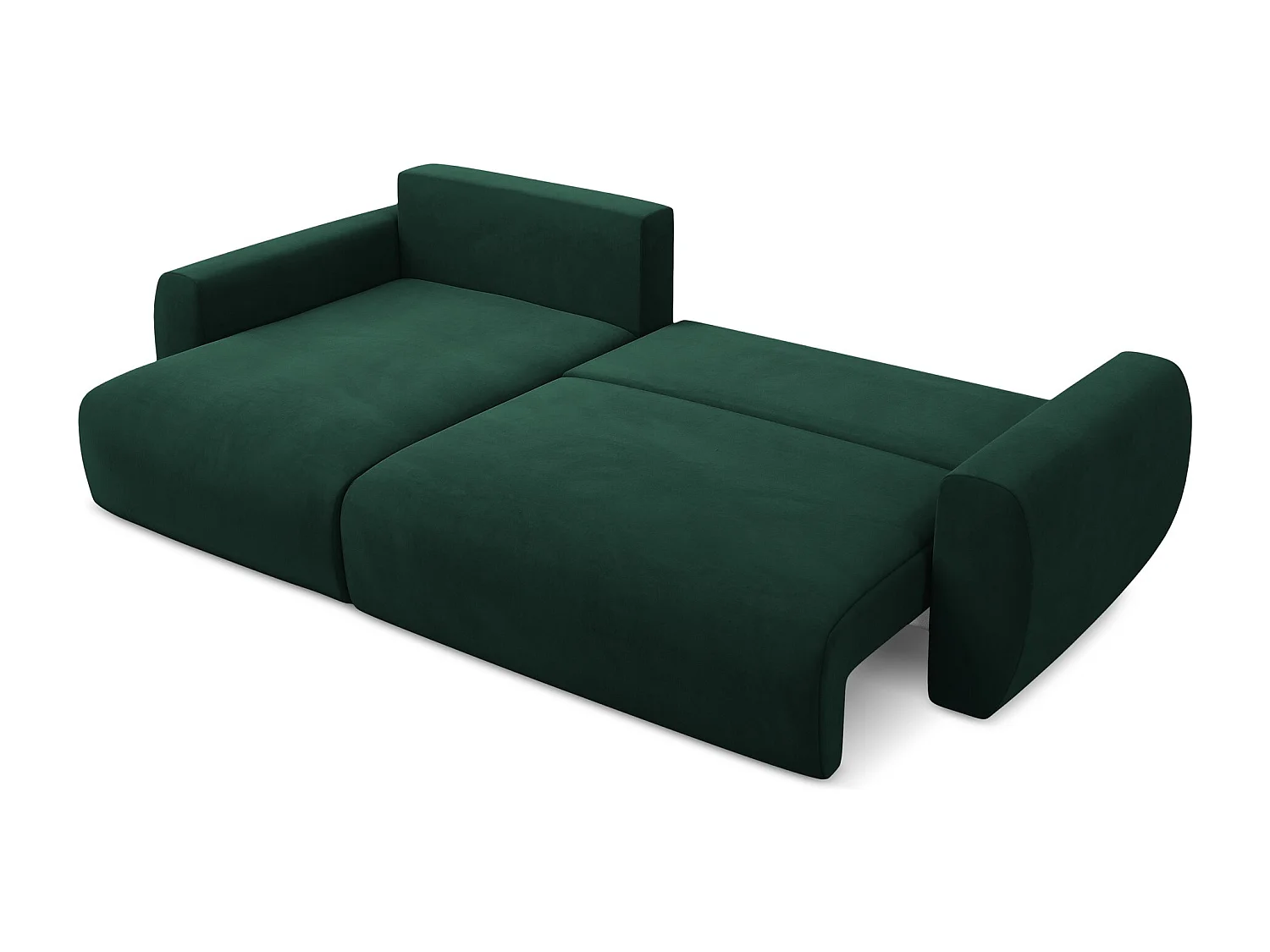Canapé d’angle 3 places gauche convertible en velours - bouteille verte - ANELA