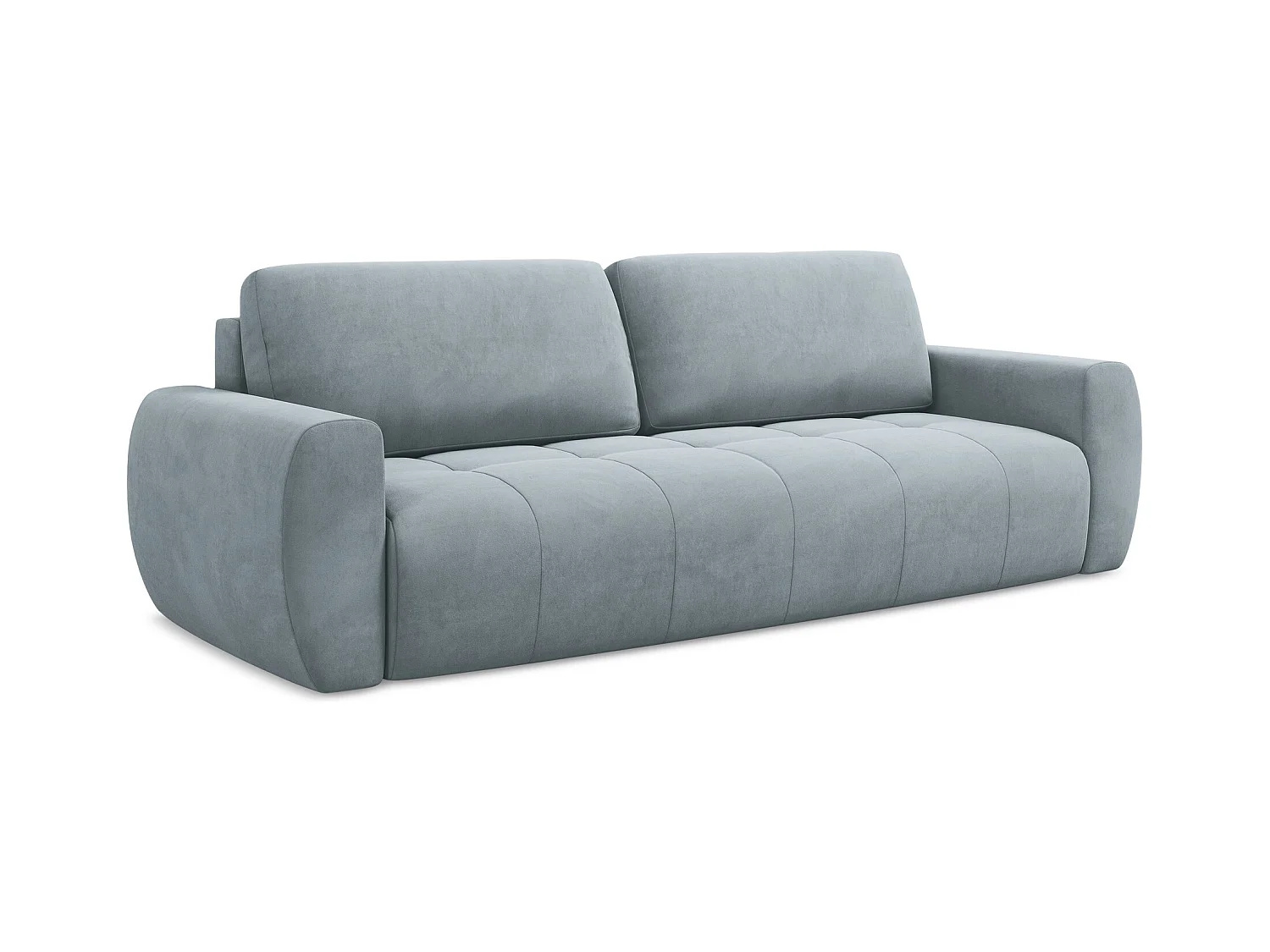 3-Sitzer Sofa mit Schlaffunktion - - Samt - Hellblau - KIWI