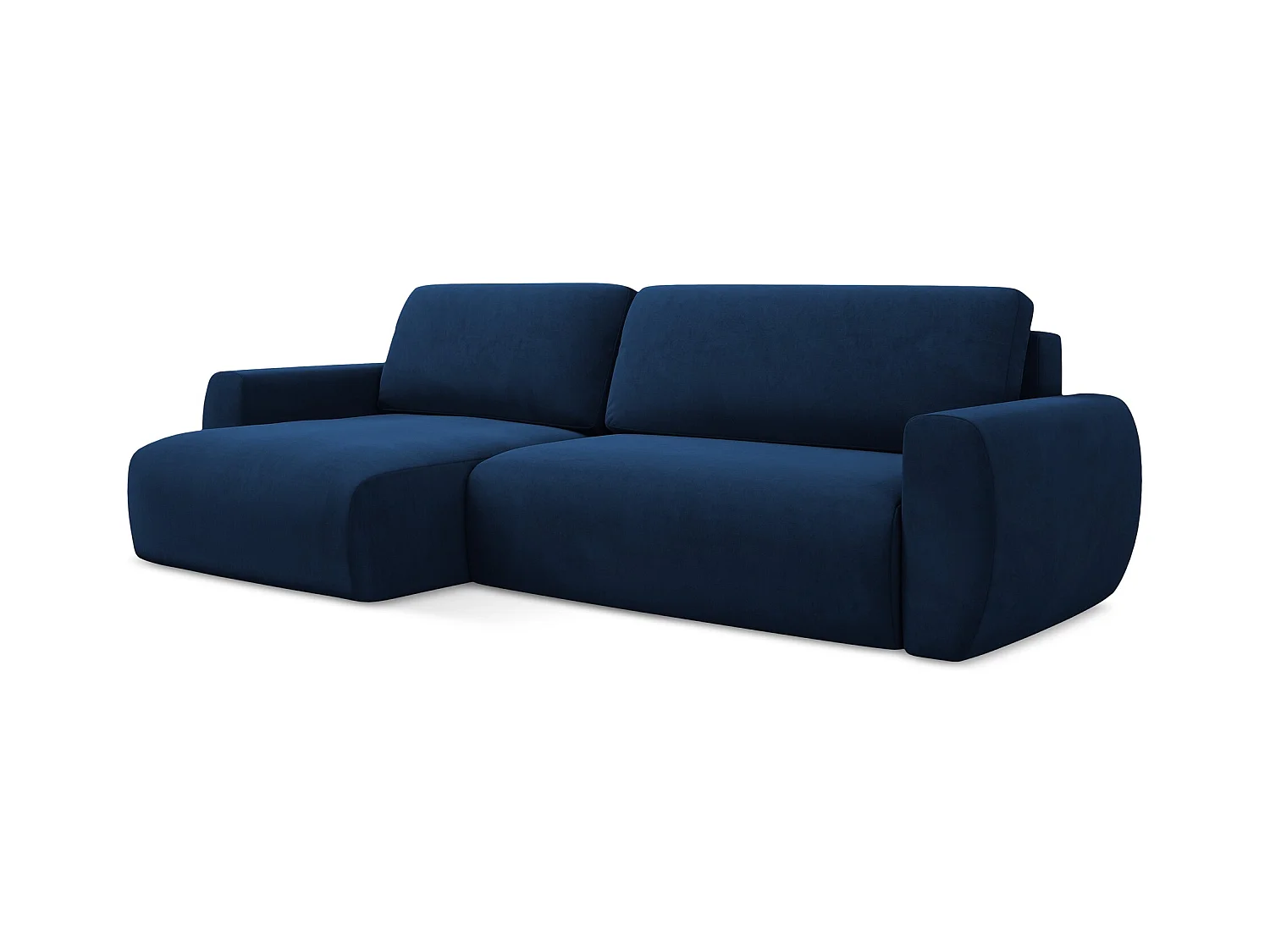 Canapé d’angle 3 places gauche convertible en velours - bleu royal - ANELA