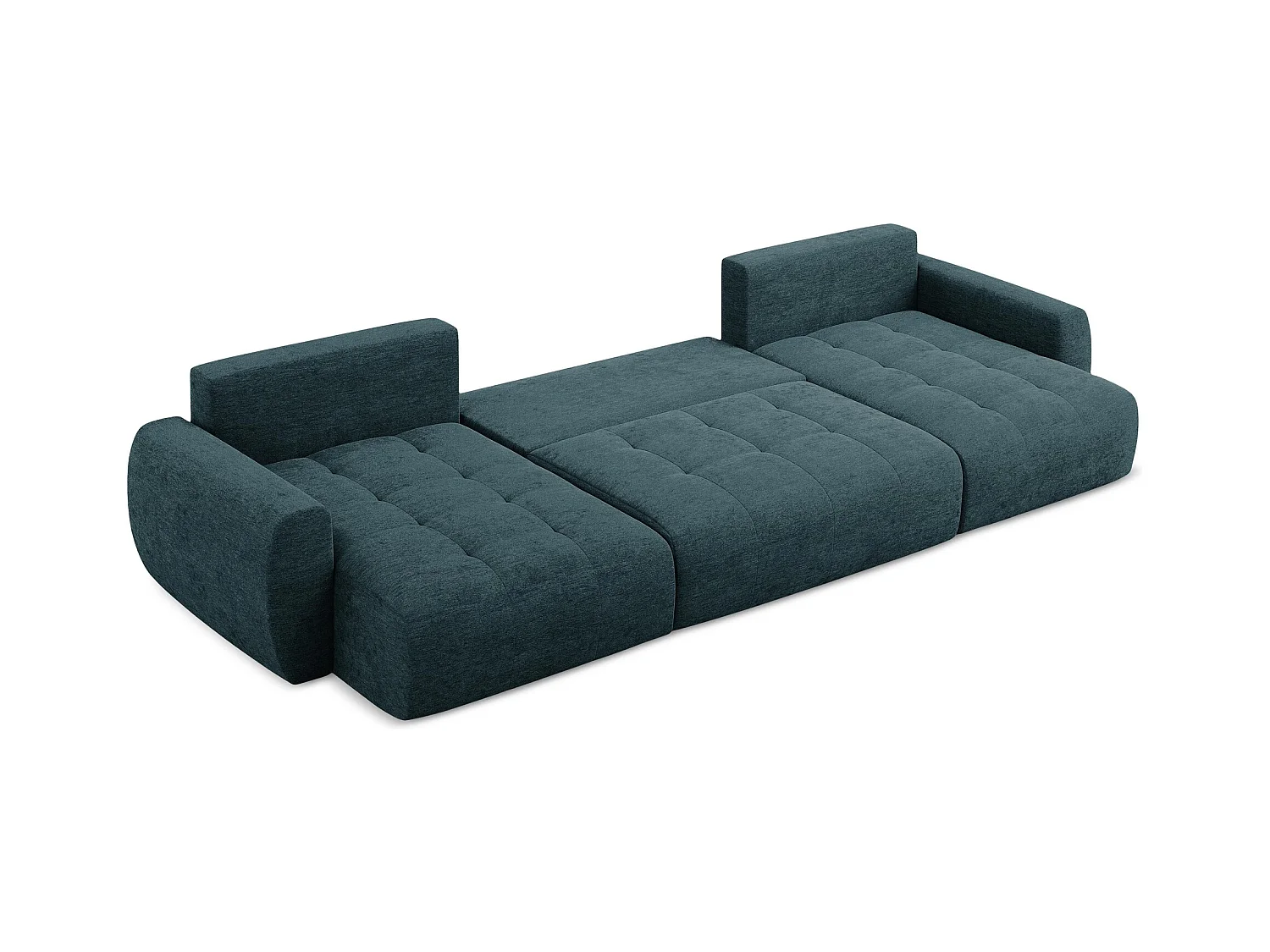 Wohnlandschaft mit Schlaffunktion - / - Strukturstoff - Blau - KIWI
