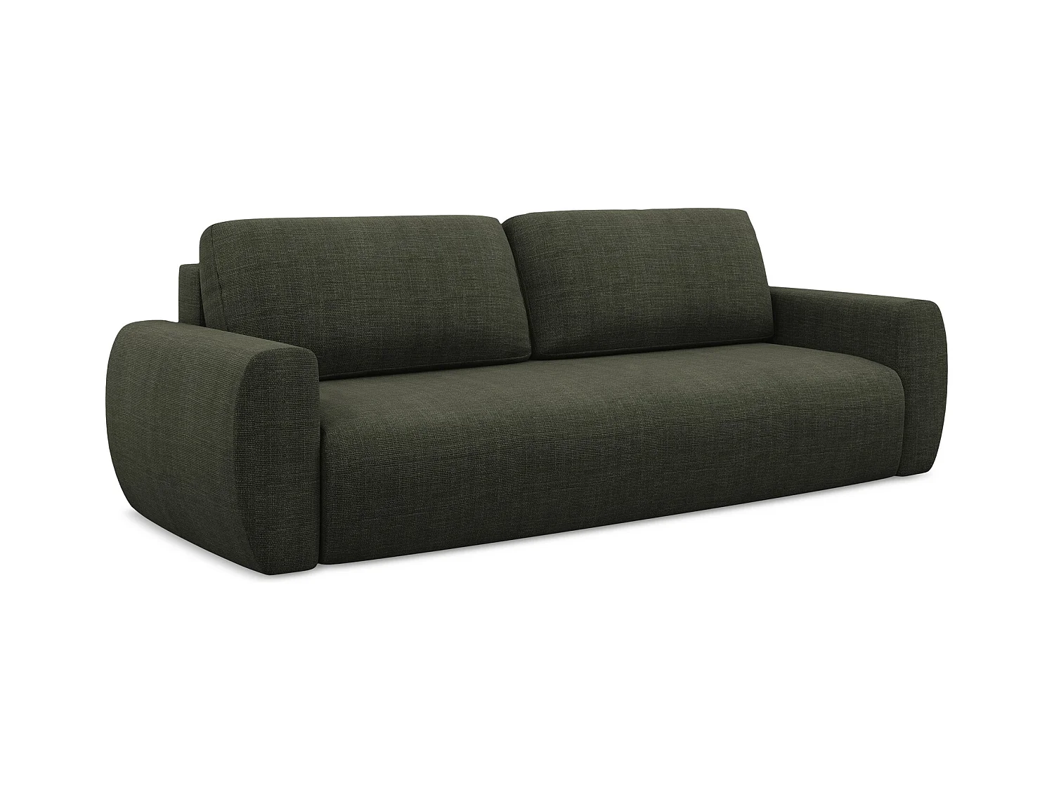 3-Sitzer Sofa mit Schlaffunktion - - Strukturstoff - Olive - ANELA