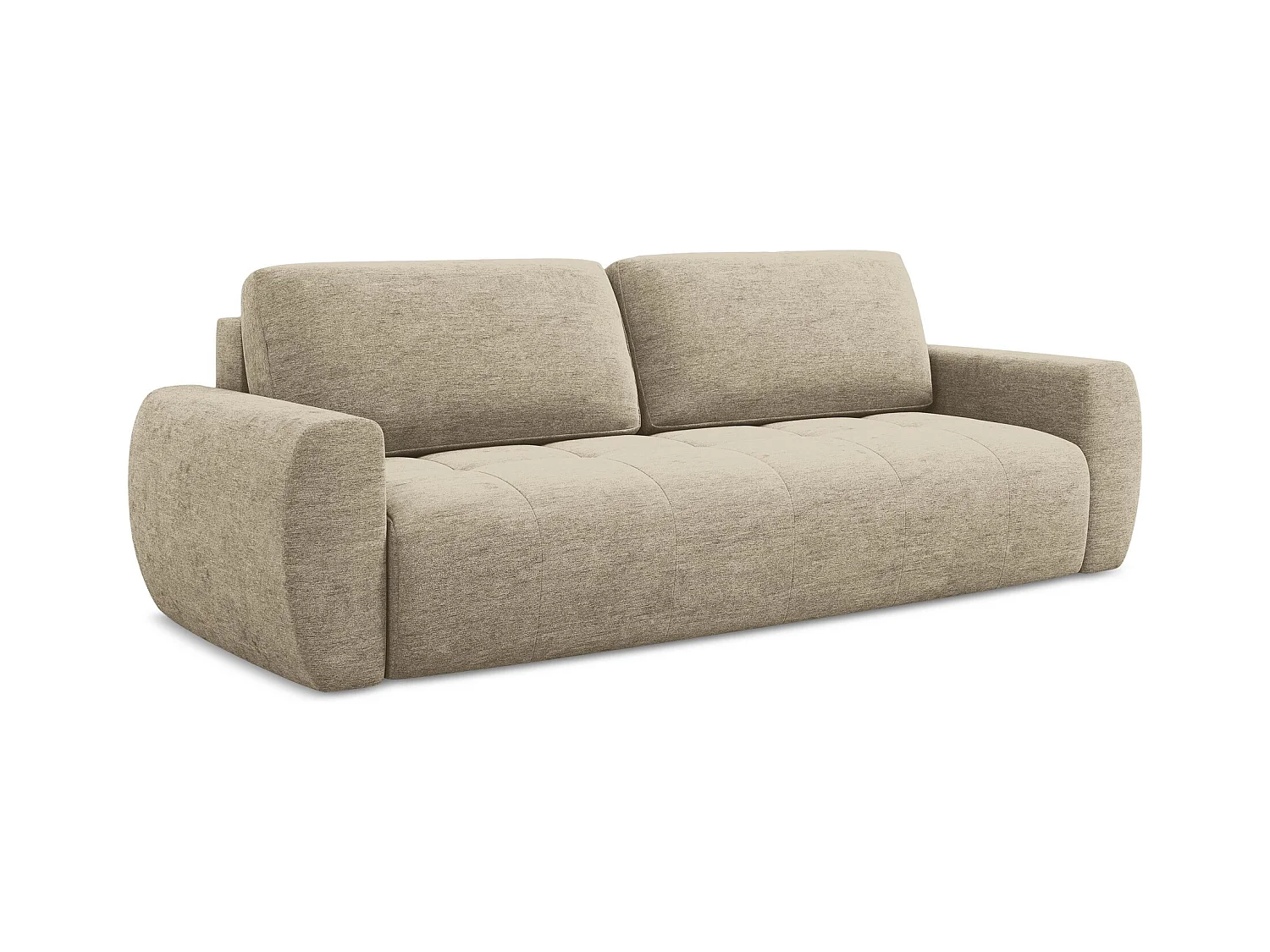 3-Sitzer Sofa mit Schlaffunktion - - Strukturstoff - Dunkelbeige - KIWI