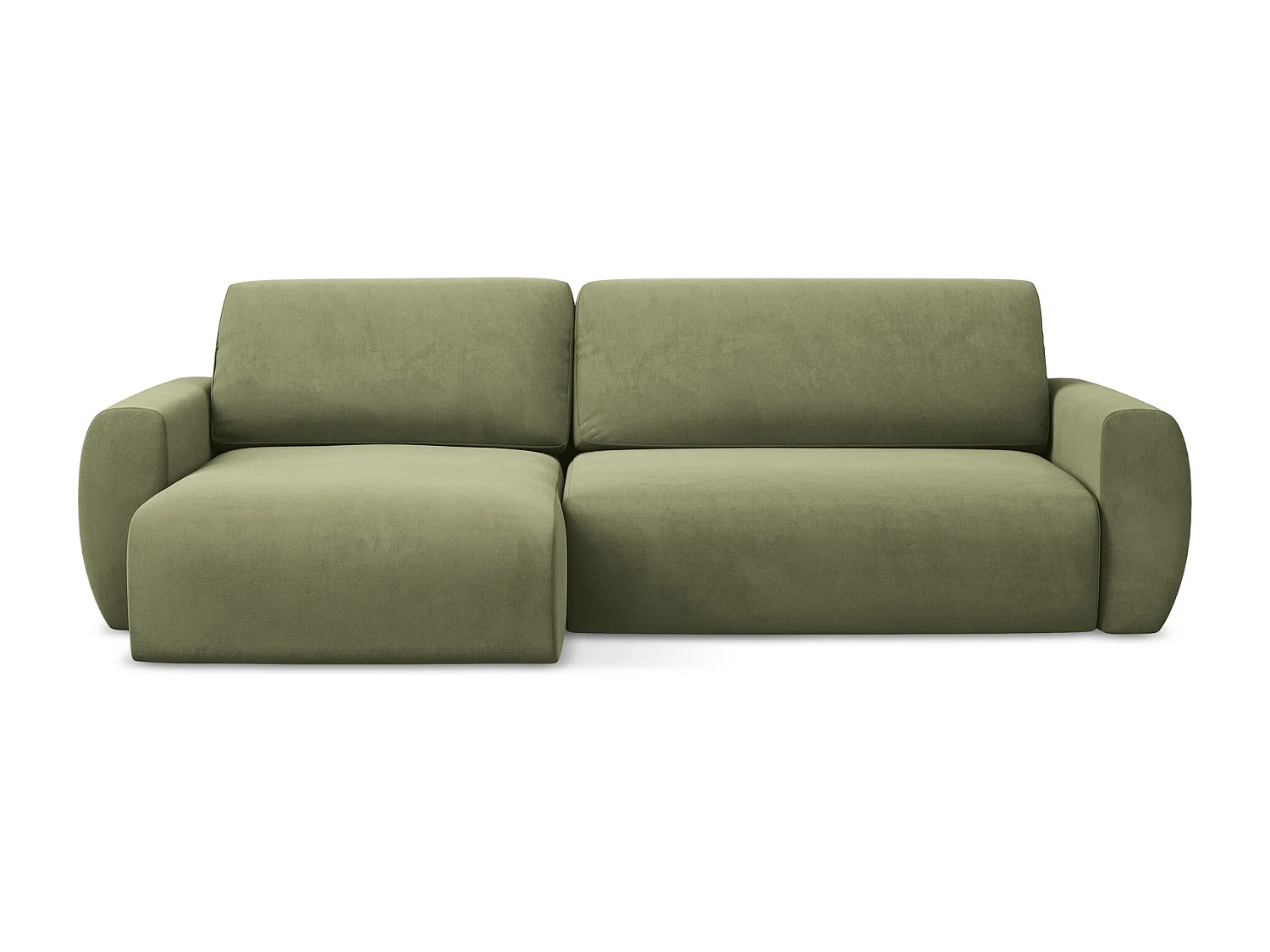 Canapé d’angle 3 places gauche convertible en velours - olive - ANELA
