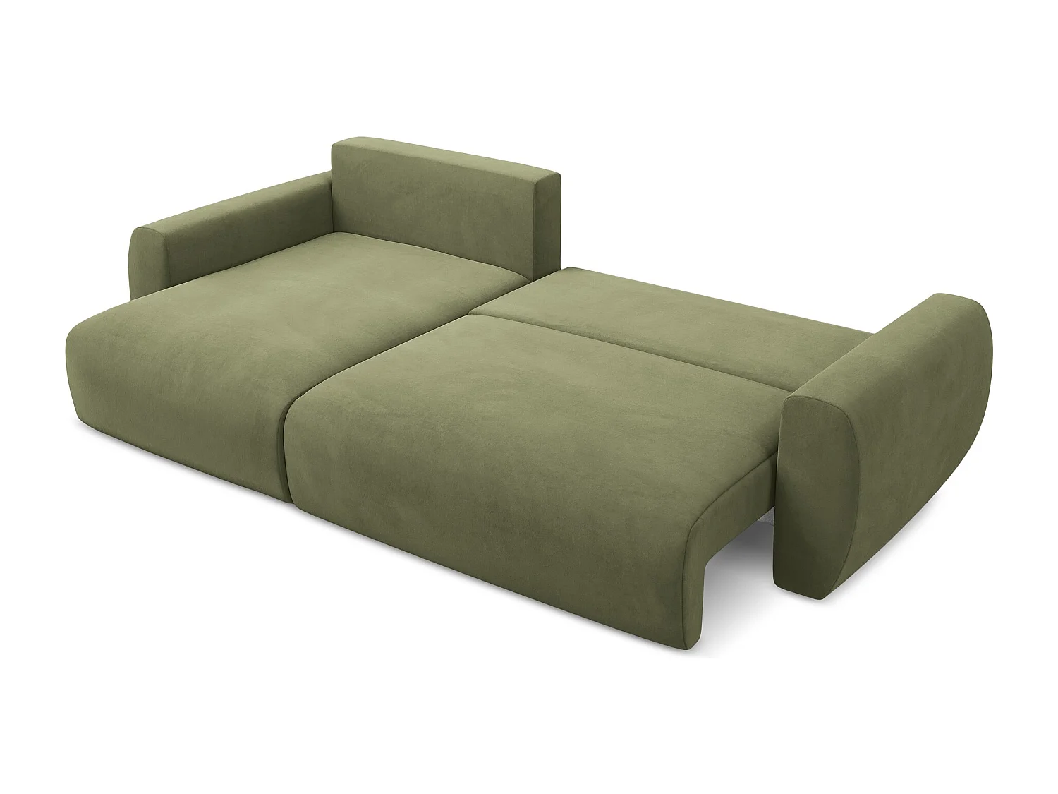 Canapé d’angle 3 places gauche convertible en velours - olive - ANELA