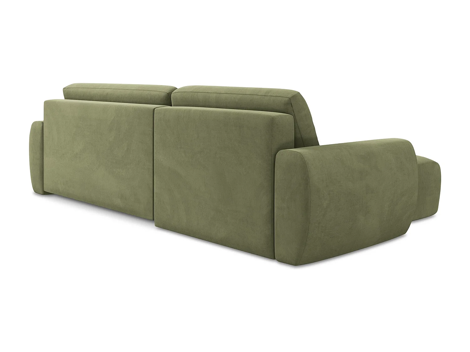 Canapé d’angle 3 places gauche convertible en velours - olive - ANELA