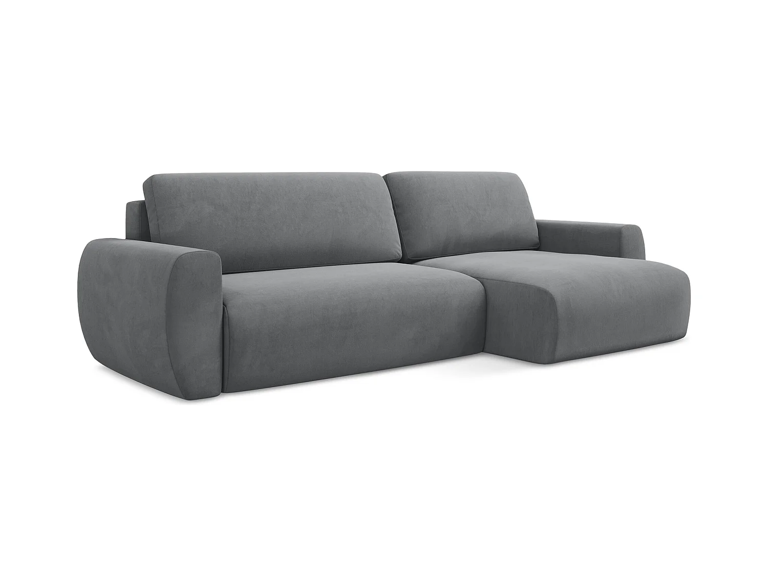 Ecksofa mit Schlaffunktion - Ecke Rechts - Samt - Stahl - ANELA