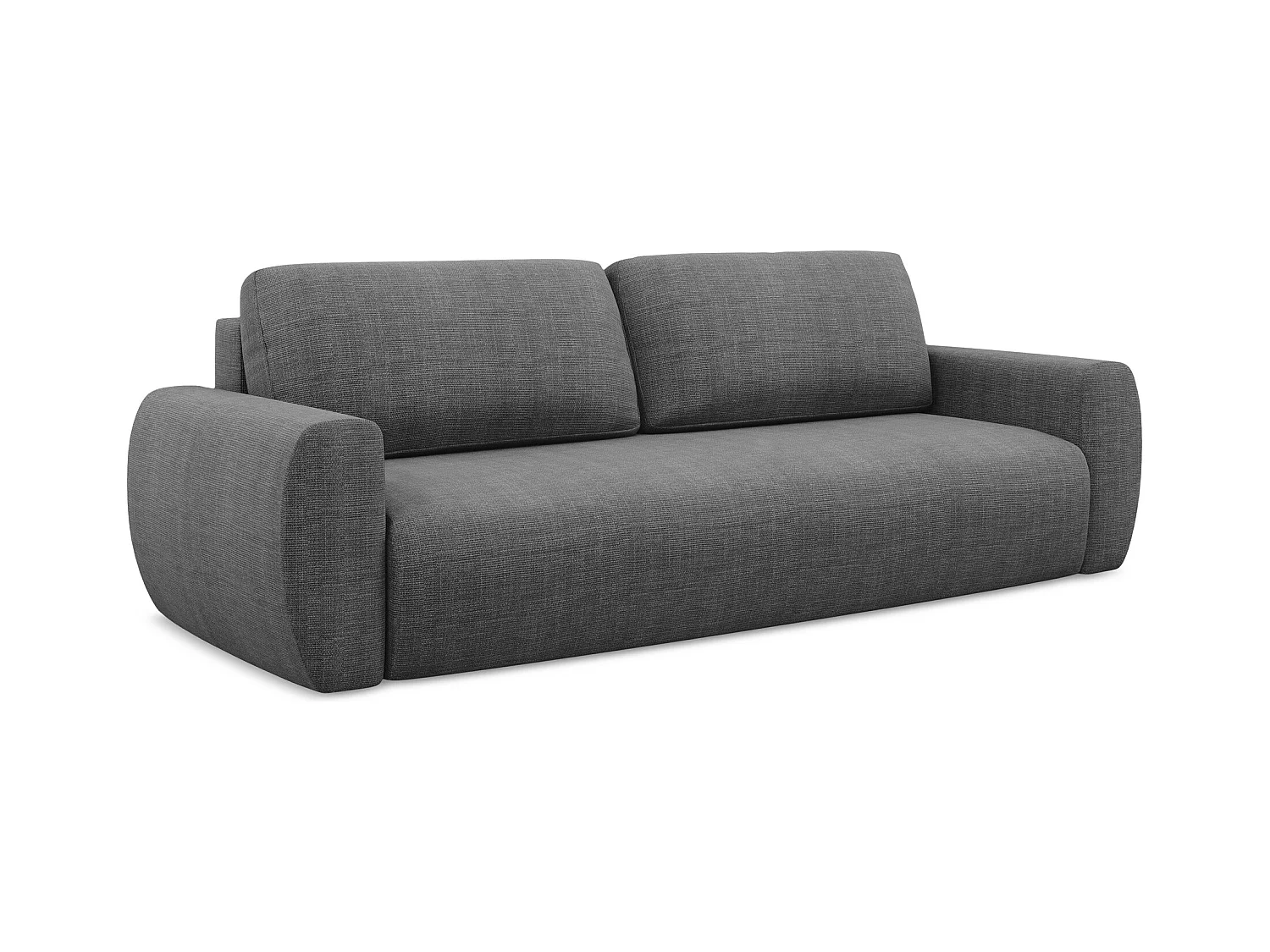 Canapé 3 places convertible en tissu texturé - gris foncé - ANELA