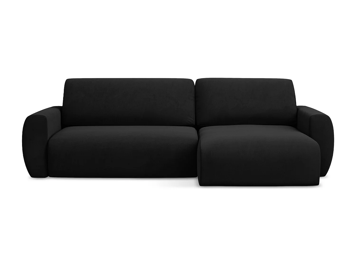 Canapé d'angle droit convertible en velours - noir - ANELA