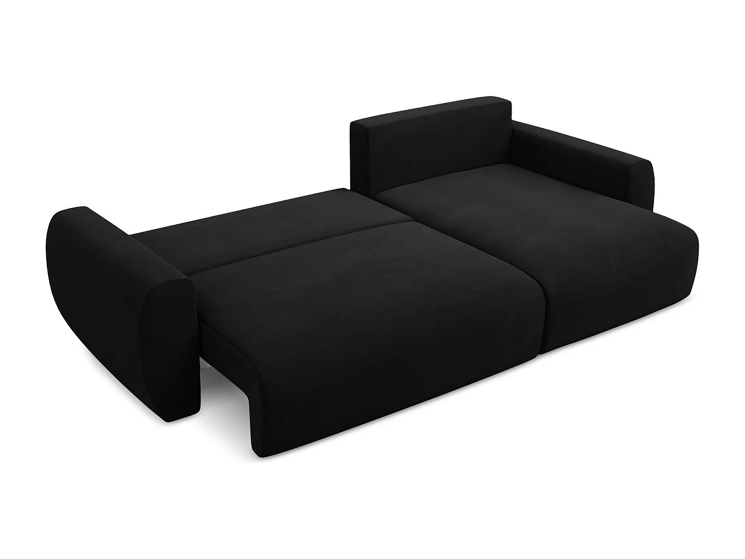 Canapé d'angle droit convertible en velours - noir - ANELA